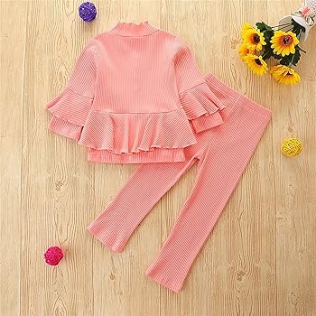 トップス JILTU baby frill foodie Organic Waffle 2-Way Zip Ruffle Footie, Cottontail Pink